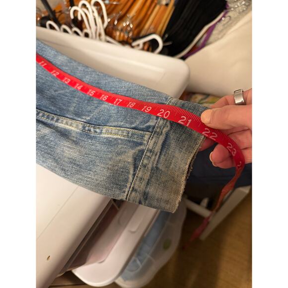 70s Vintage Lee Jeans Denim Jacket, Hippie Peace Sign Patch, XS S - Picture 16 of 16